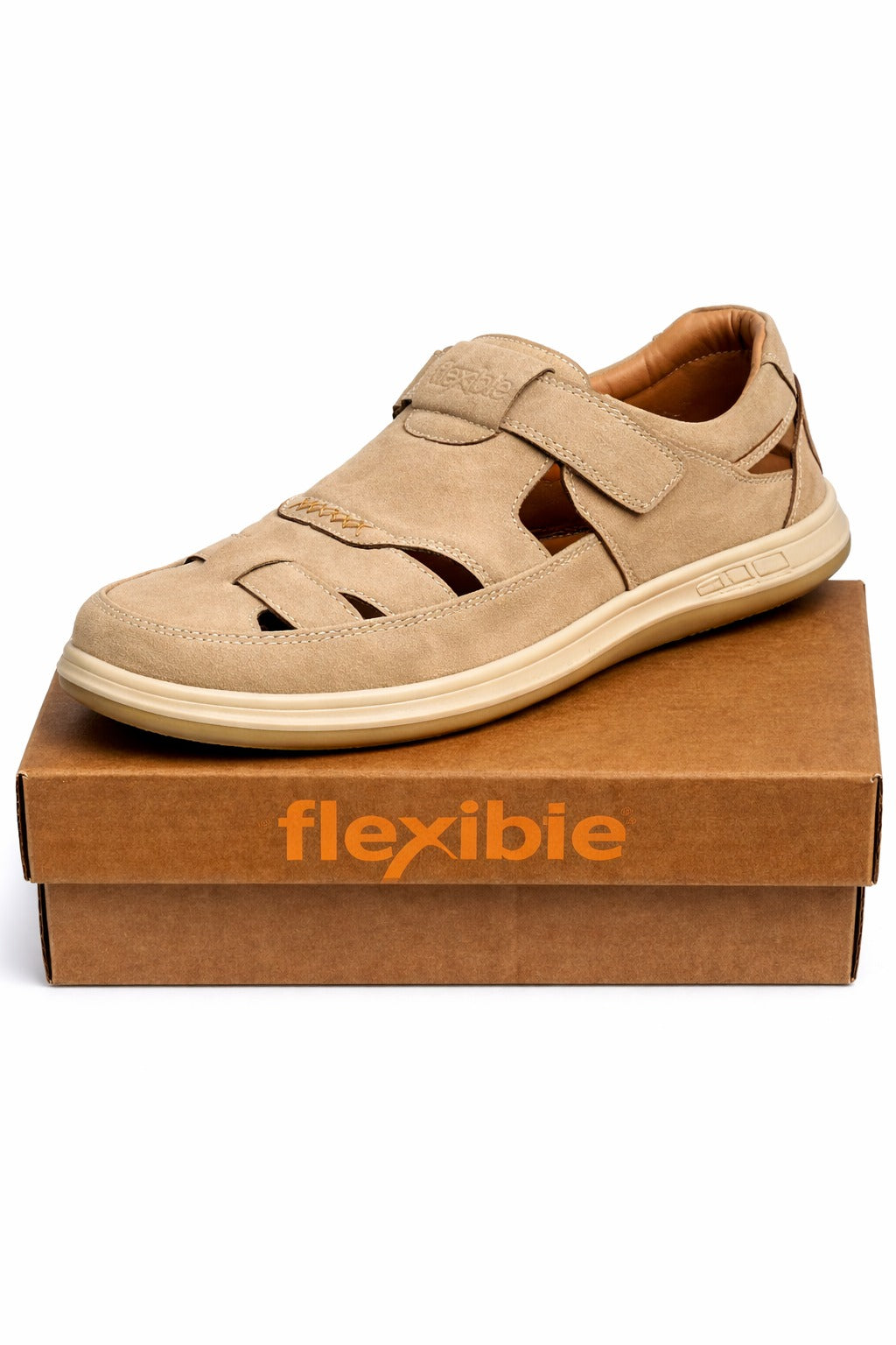 Flexible Men’s Premium Cream Suede Comfort Sandals