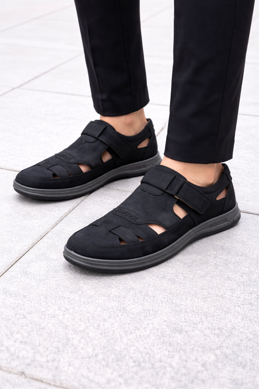 Flexible Men’s Premium Cream Suede Comfort Sandals