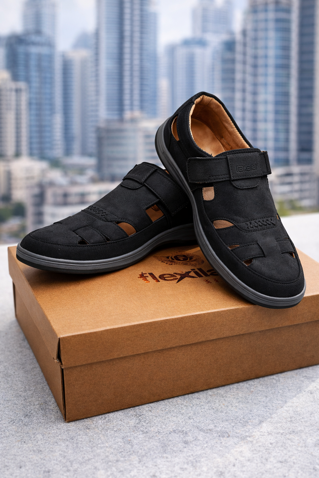 Flexible Men’s Premium Cream Suede Comfort Sandals
