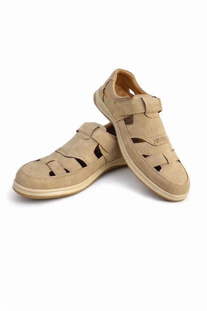 Flexible Men’s Premium Cream Suede Comfort Sandals