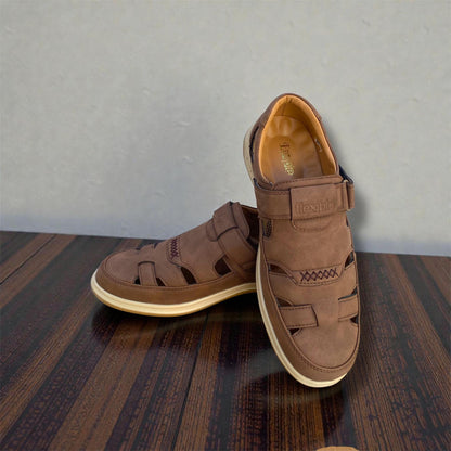 Flexible Men’s Premium Brown Suede Comfort Sandals